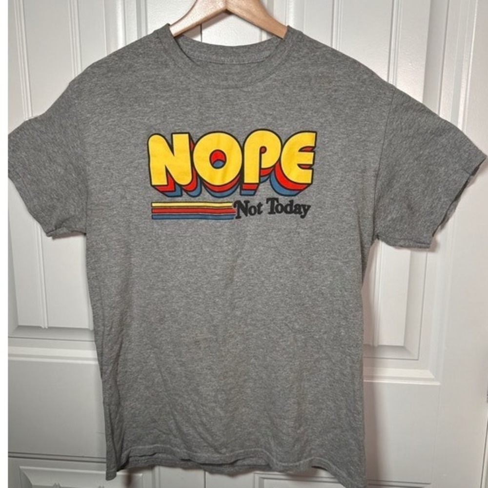 DOM T-Shirt Mens Medium Gray NOPE Not‎ Today Graphic Short Sleeve Tee